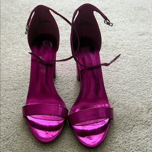 Madden Girl Metallic Fuchsia Open-Toe Ankle-Strap Heels